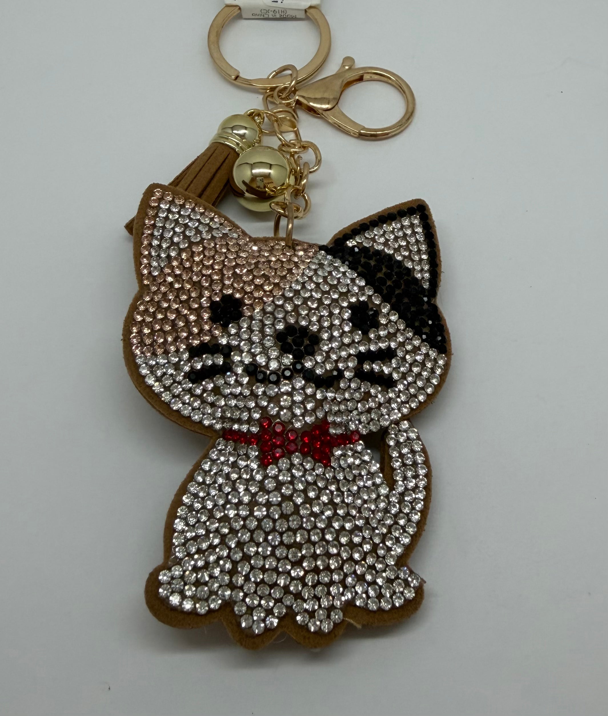 Rhinestone cat keychain
