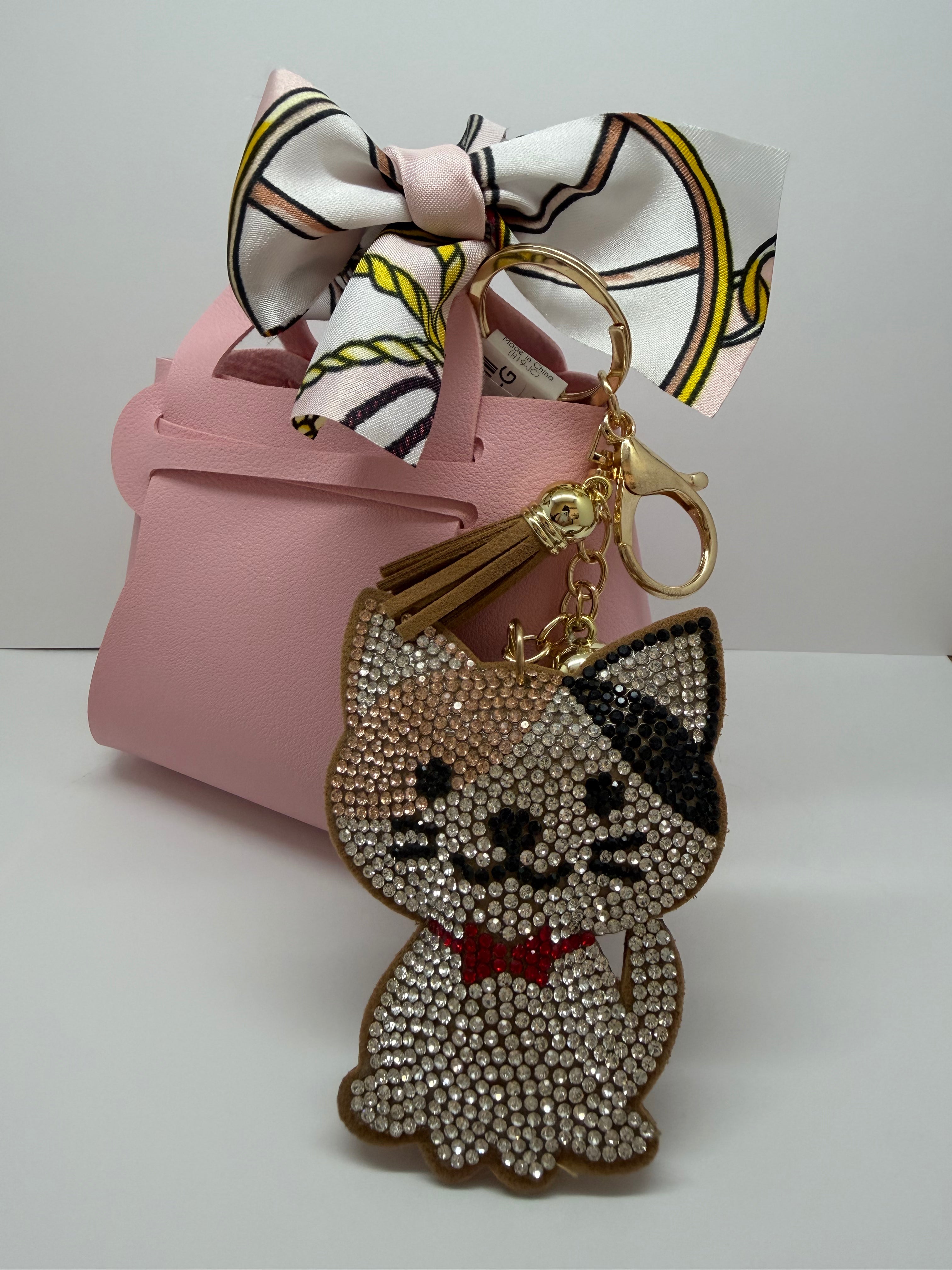 Rhinestone cat keychain