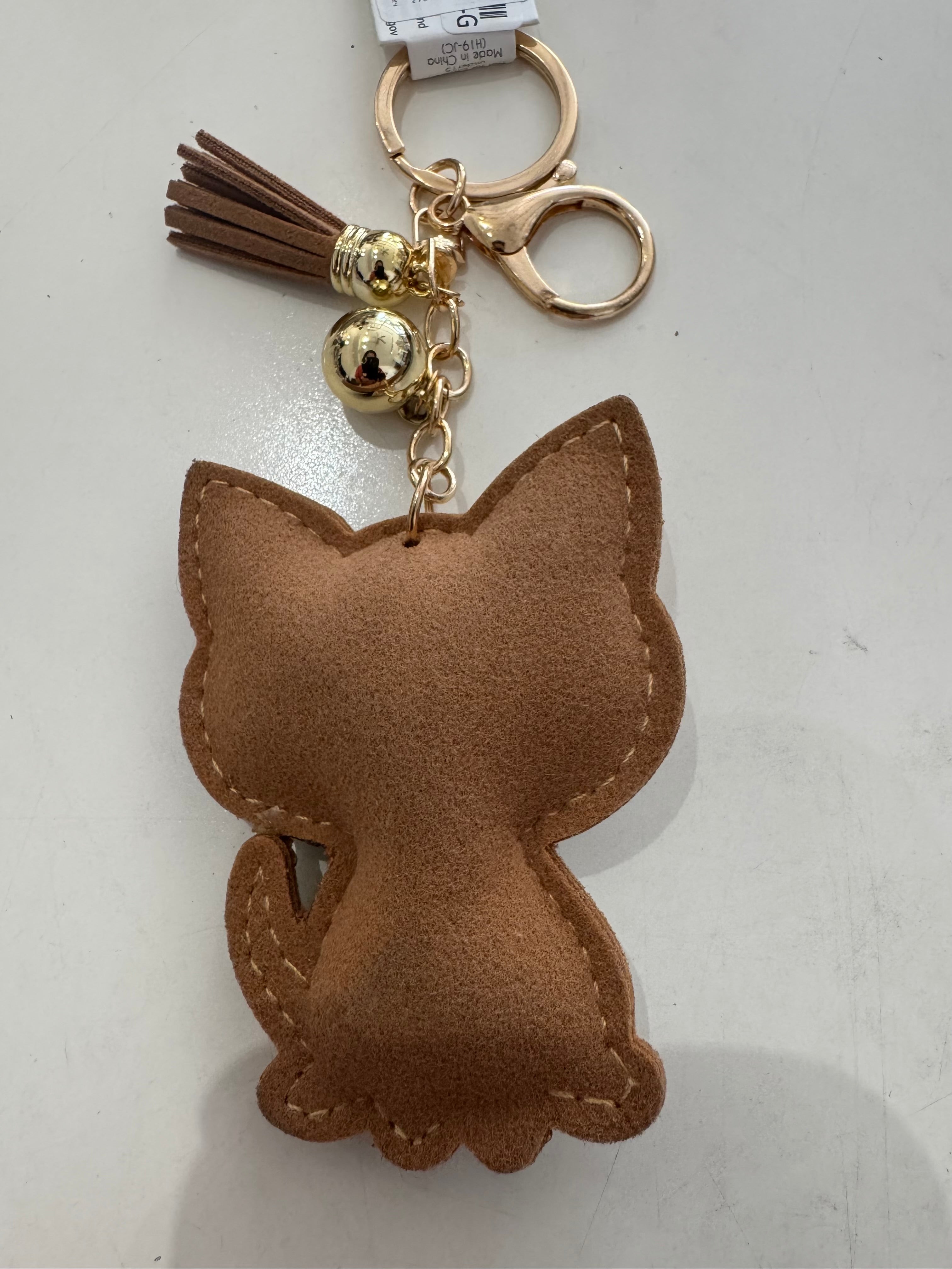 Rhinestone cat keychain