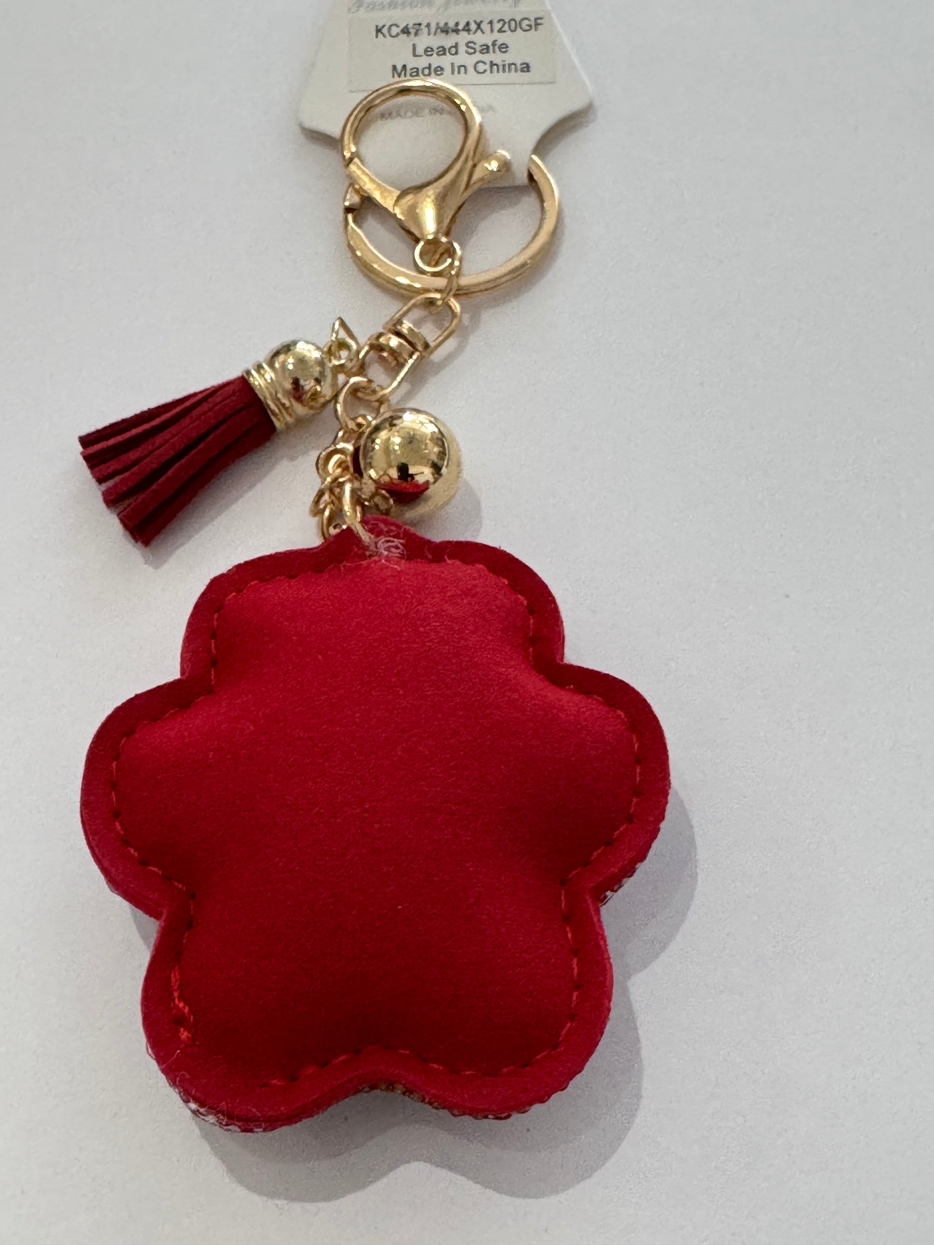 Rhinestone paw keychain (Red)