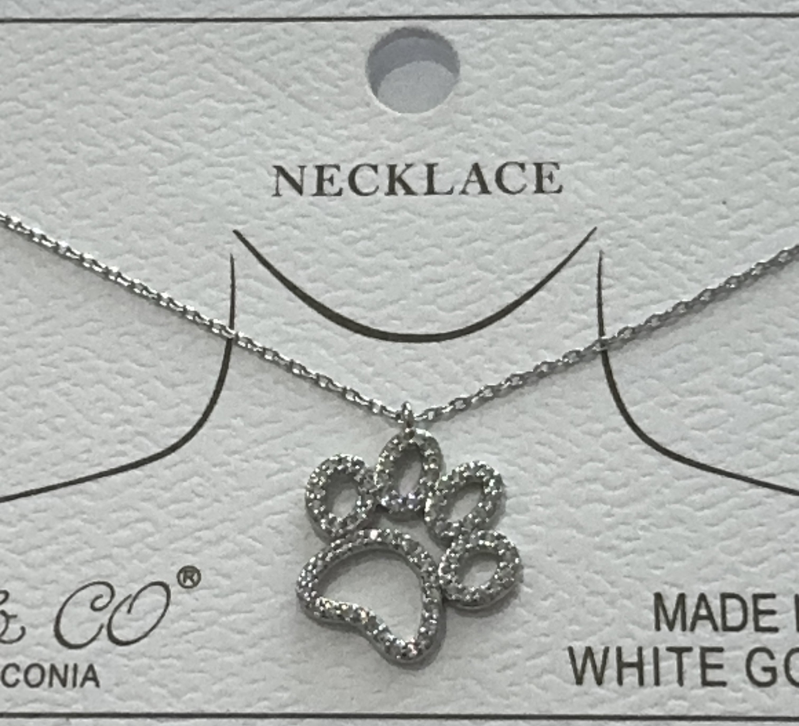 Rhinestone paw necklace