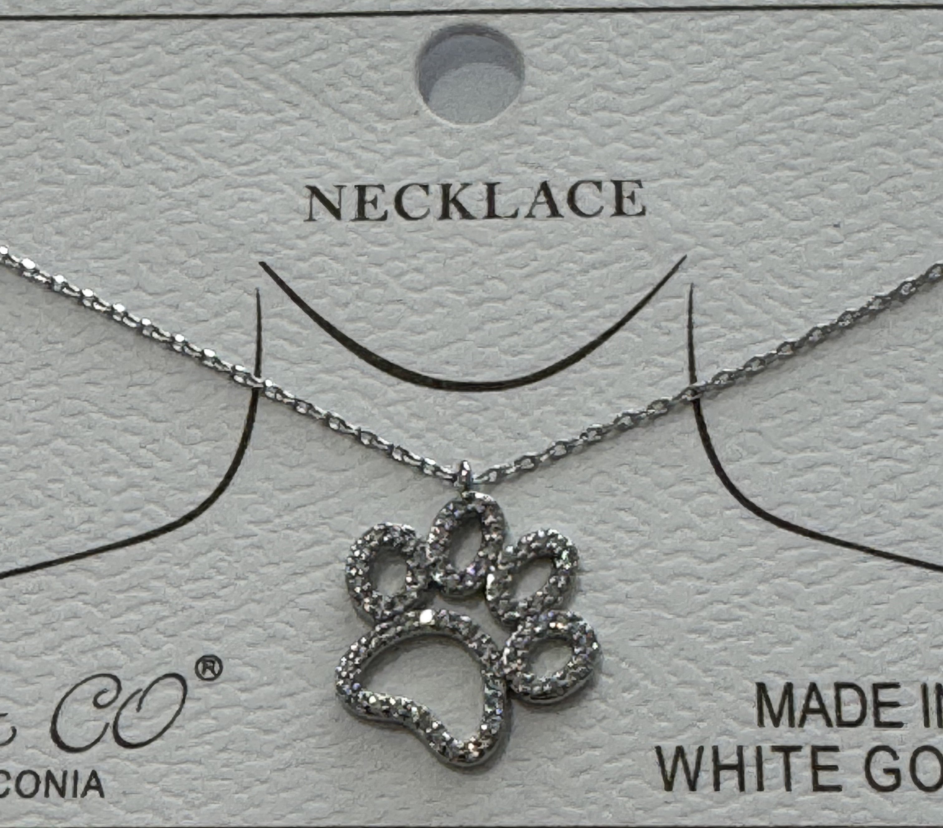 Rhinestone paw necklace