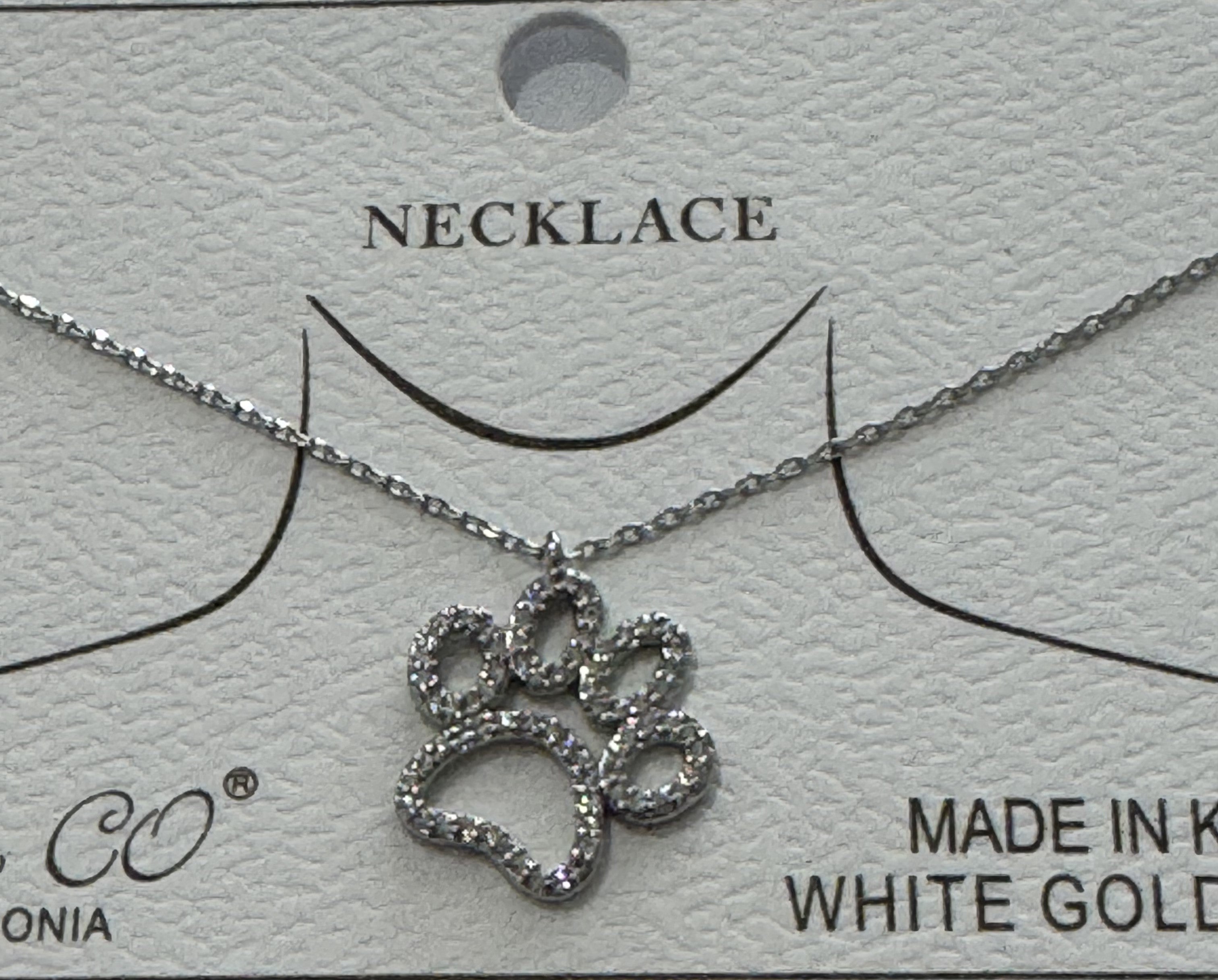 Rhinestone paw necklace