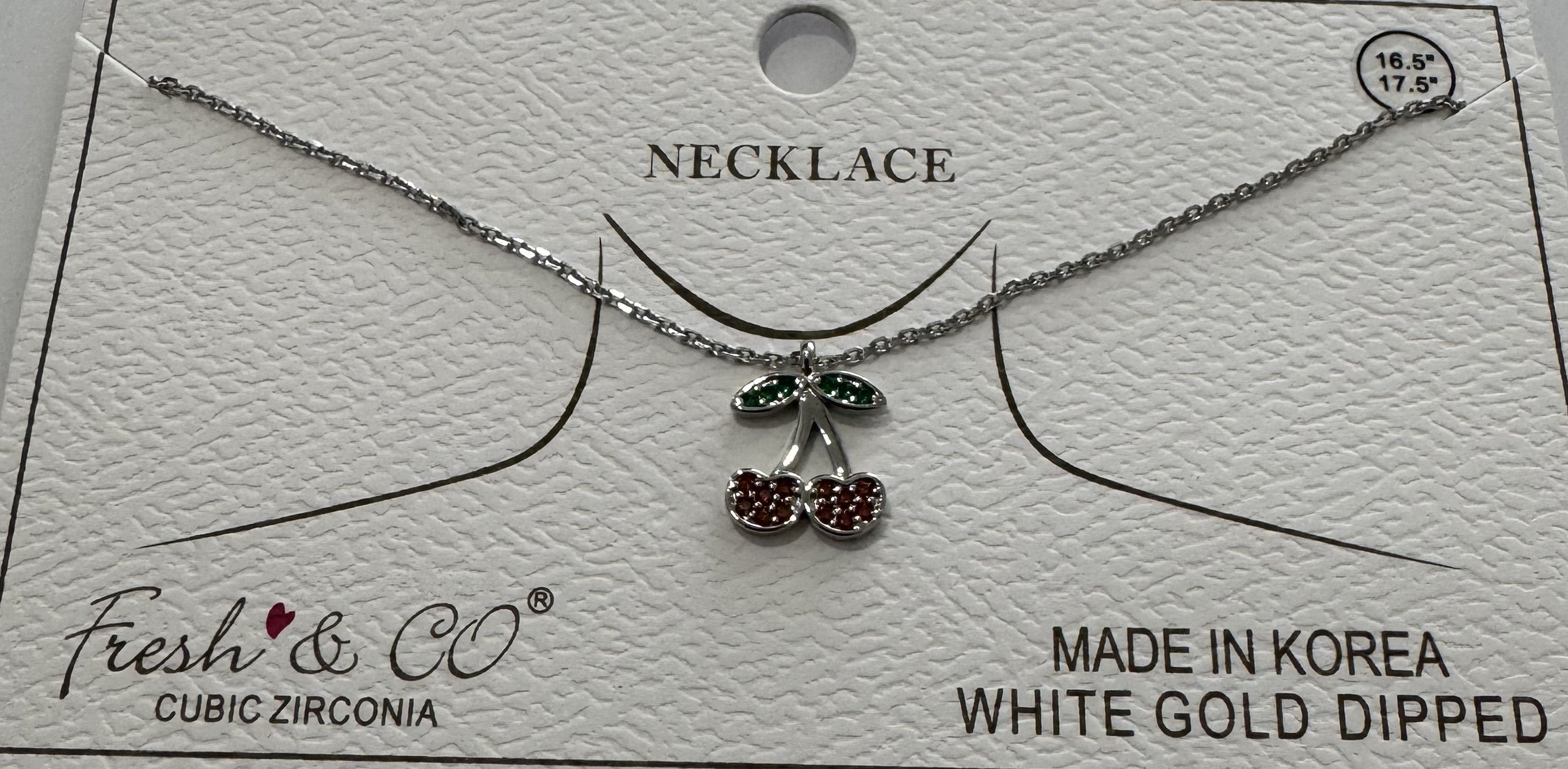 Rhinestone cherry necklace