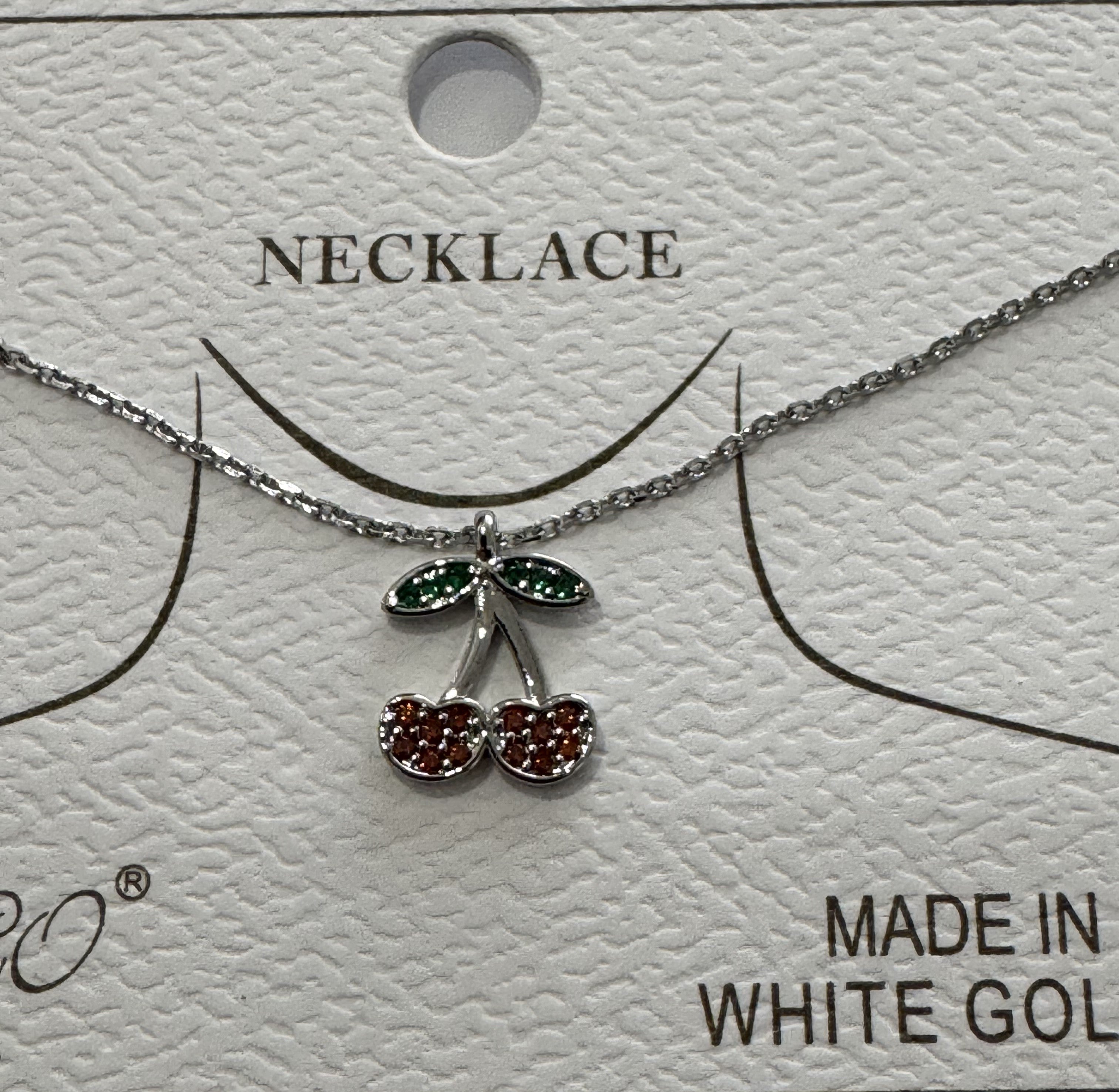 Rhinestone cherry necklace