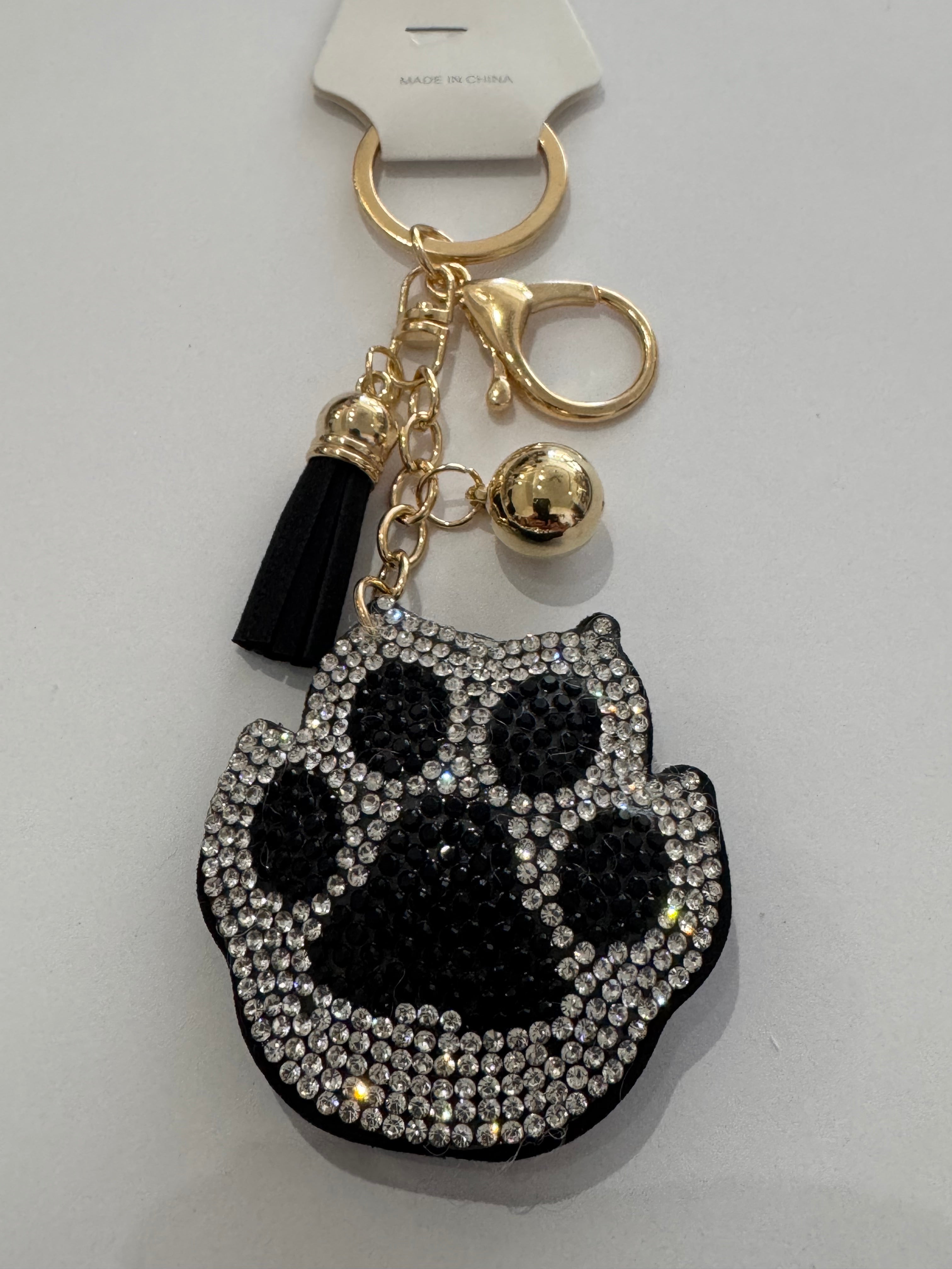 Rhinestone paw keychain (Silver)