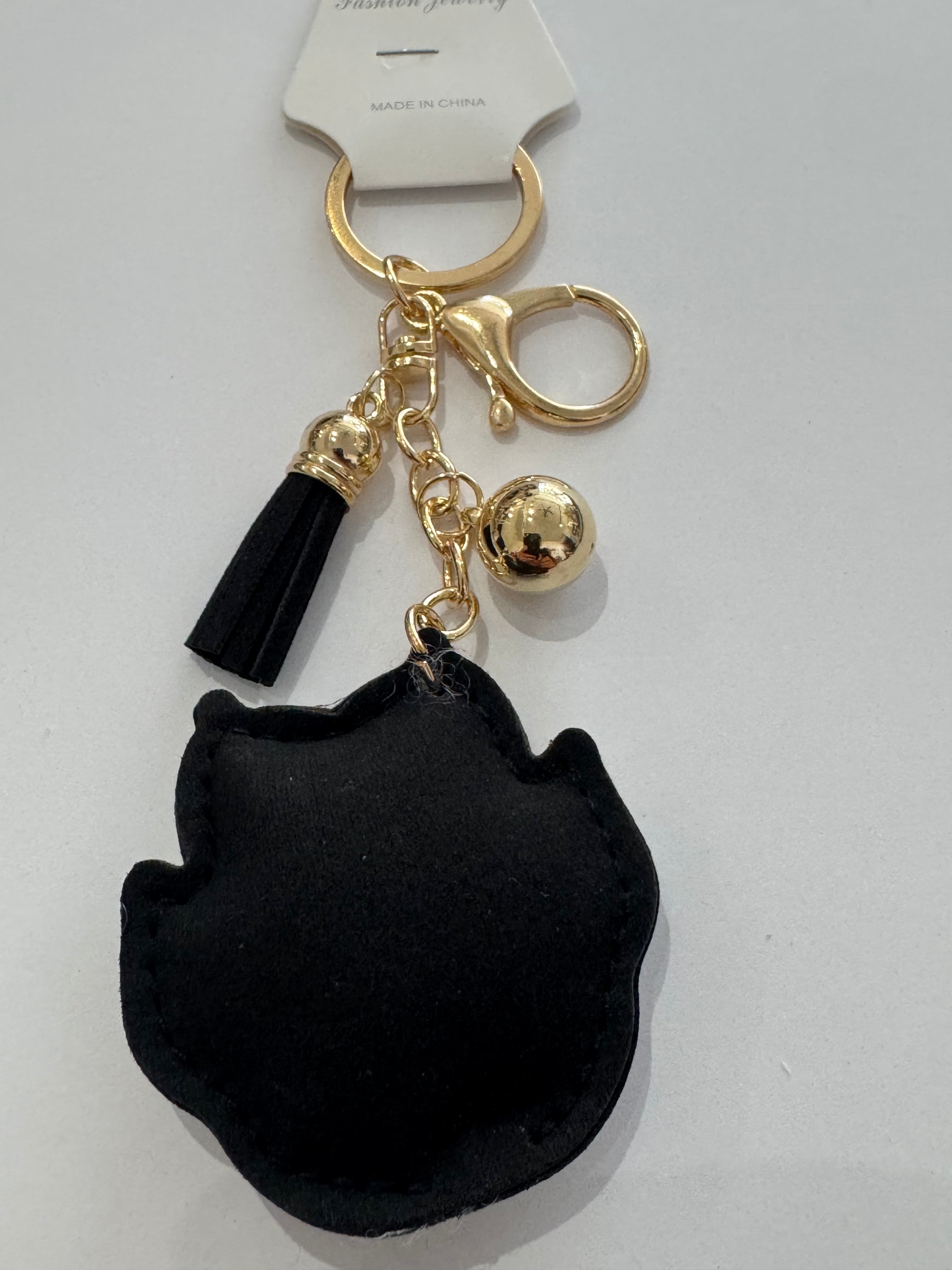 Rhinestone paw keychain (Silver)